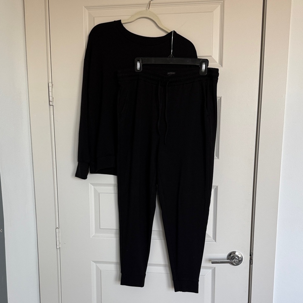 Ann Taylor Black Track Pants and Top Set